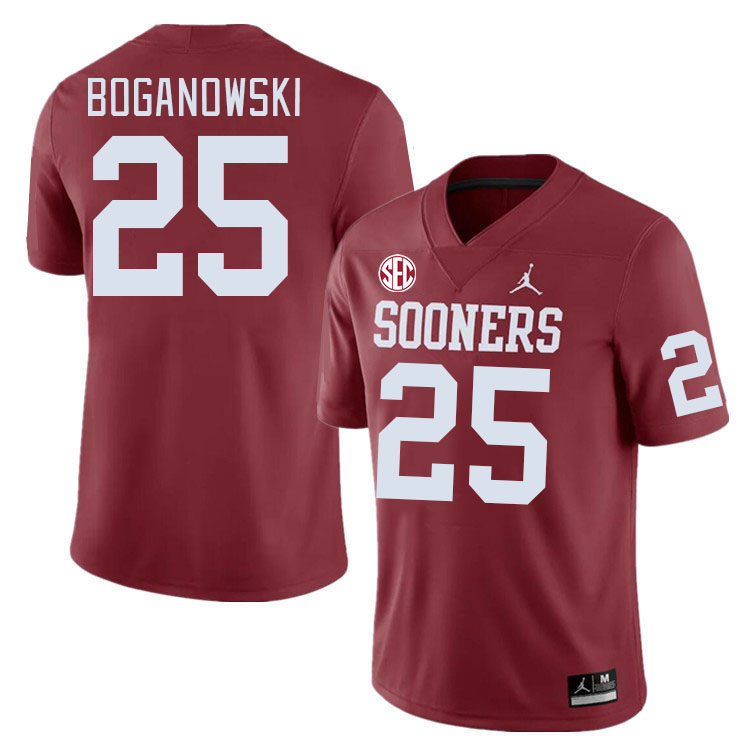 #25 Michael Boganowski Oklahoma Sooners 2024 SEC Conference College Football Jerseys-Crimson